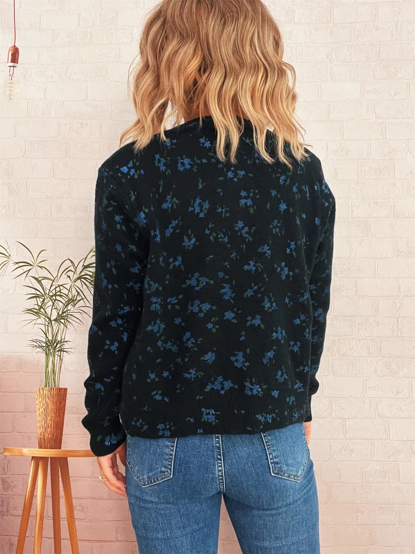 Floral Button-Up Long Sleeve Cardigan