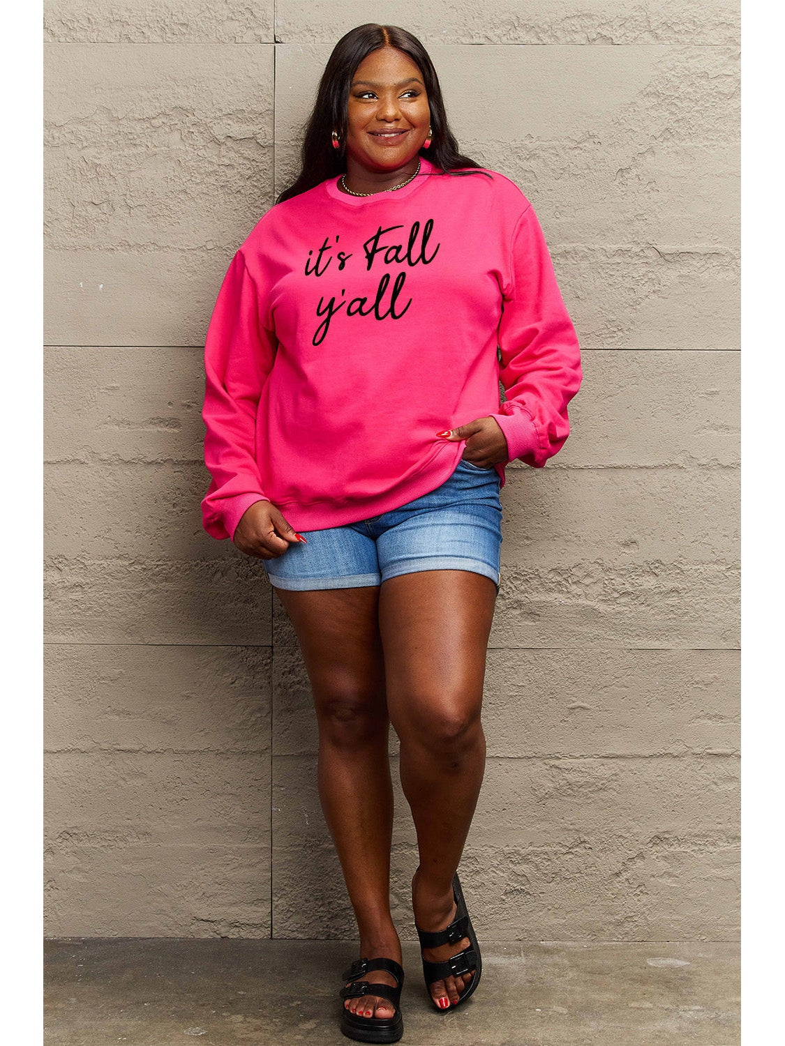 Simply Love Full Size IT'S FALL Y'ALL Graphic Sweatshirt nicholesgifts