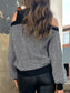 Women Perfee Mock Neck Cold Shoulder Sweater nicholesgifts