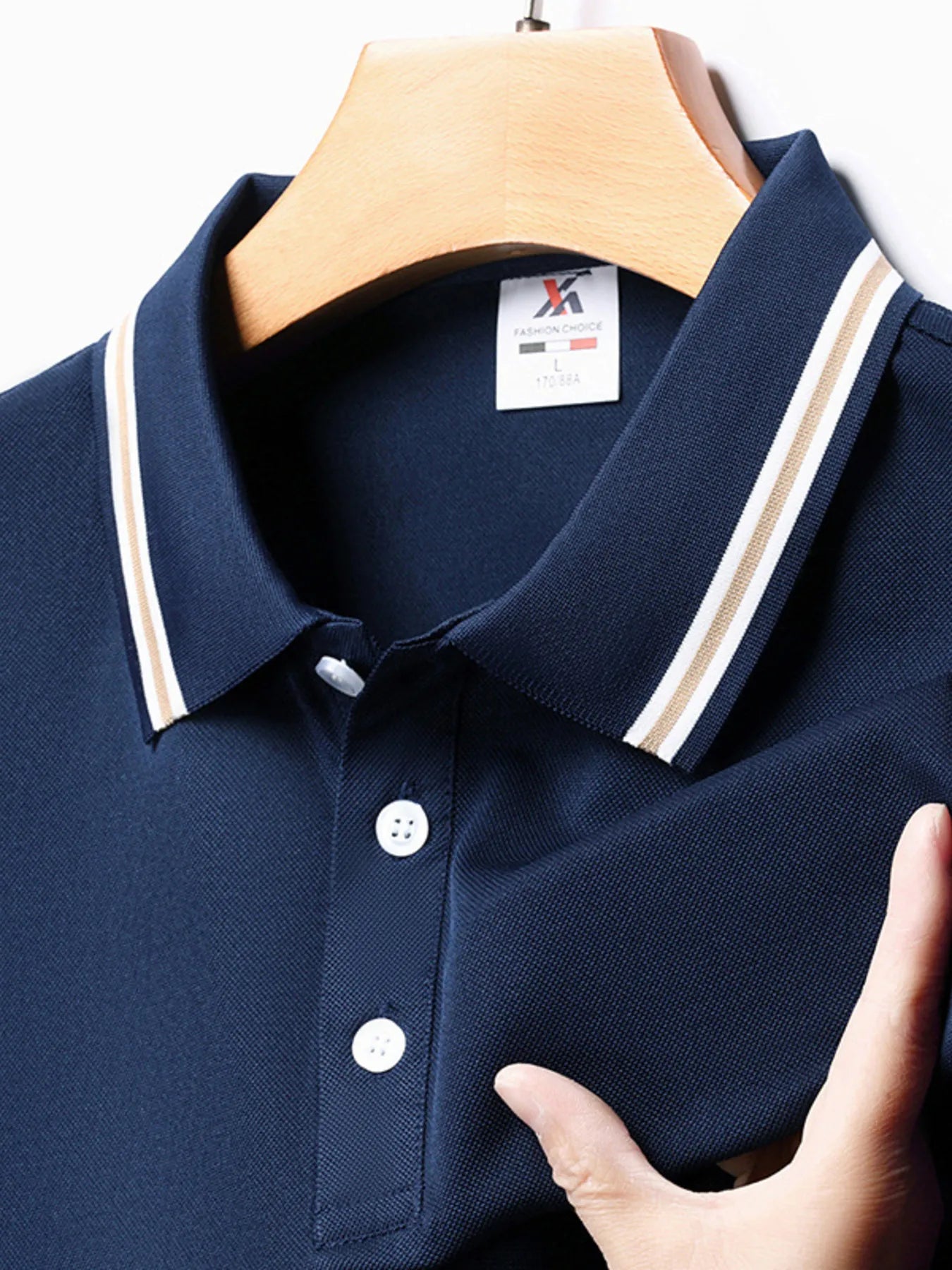 Men's Plus Size Classic Striped Collar Polo Shirt NicholesGifts