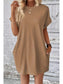 Women Pocketed Round Neck Short Sleeve Dress nicholesgifts
