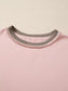 Women Color Block Mix Texture Waffle Patchwork Oversize Sweatshirt nicholesgifts