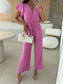 Surplice Wide Leg Belted Jumpsuit nicholesgifts
