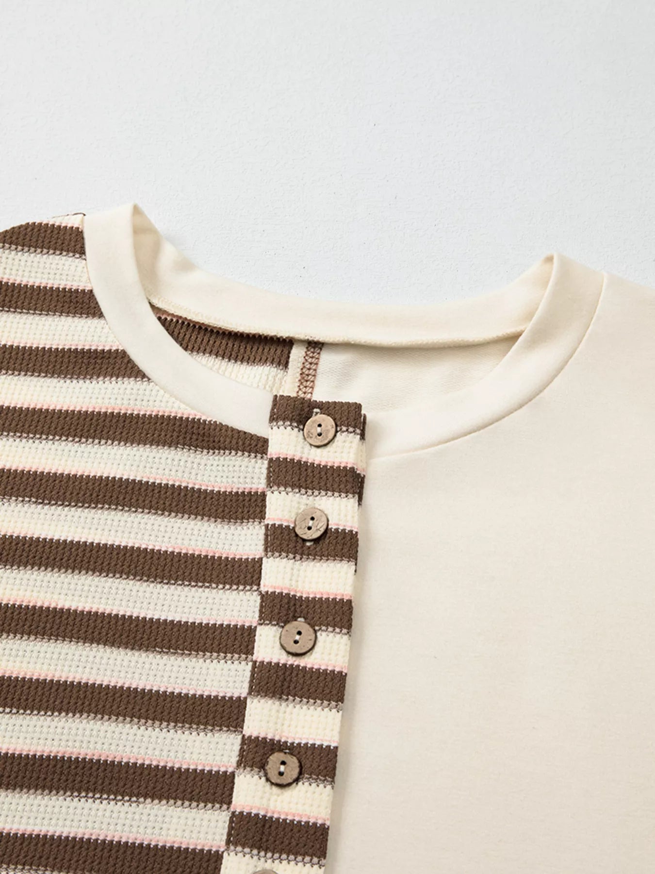 Stripe Stitched Detail Color Block Patchwork Oversized Top Trendsi