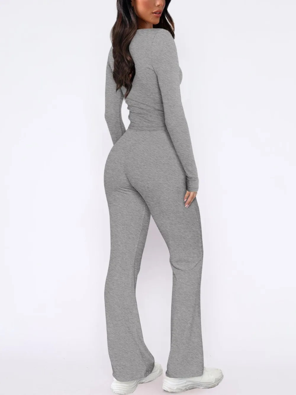 V-Neck Long Sleeve Top and Pants Set nicholesgifts