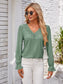 Applique V-Neck Flounce Sleeve T-Shirt nicholesgifts