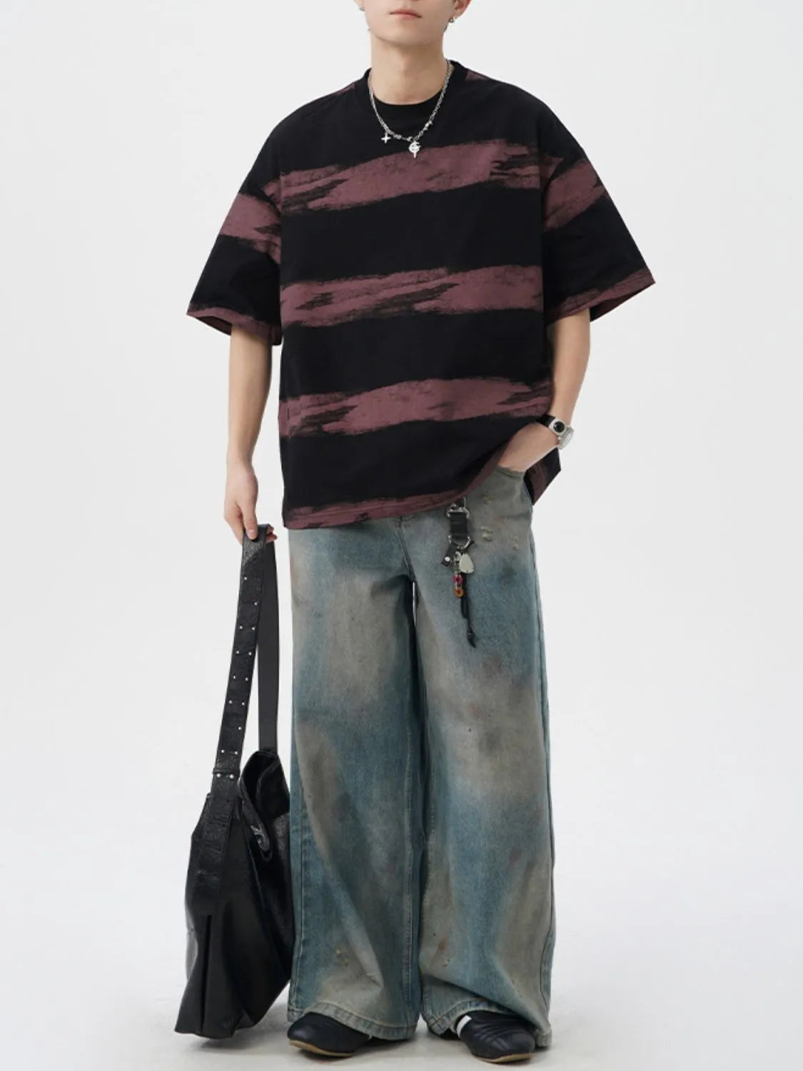 Men's Plus Size Basic style Round Neck Striped T-Shirt NicholesGifts