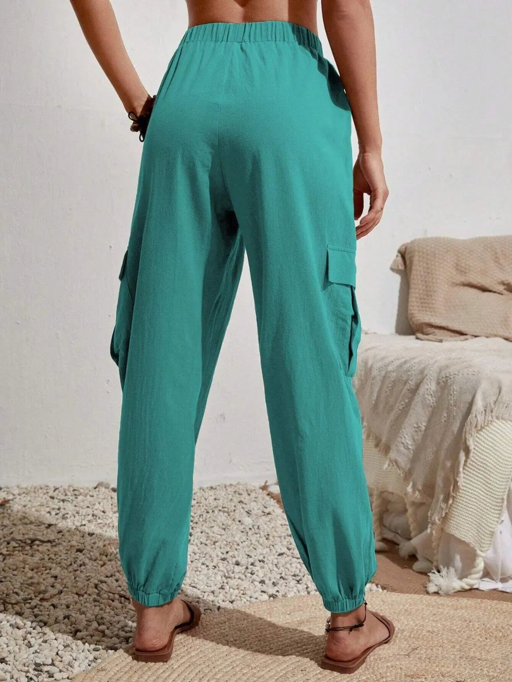 Drawstring Joggers with Cargo Pockets nicholesgifts