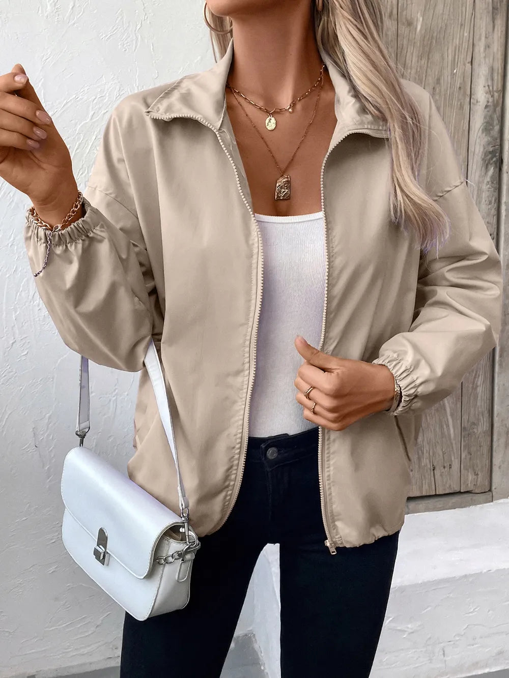 Ivy Lane Pocketed Zip Up Long Sleeve Jacket nicholesgifts