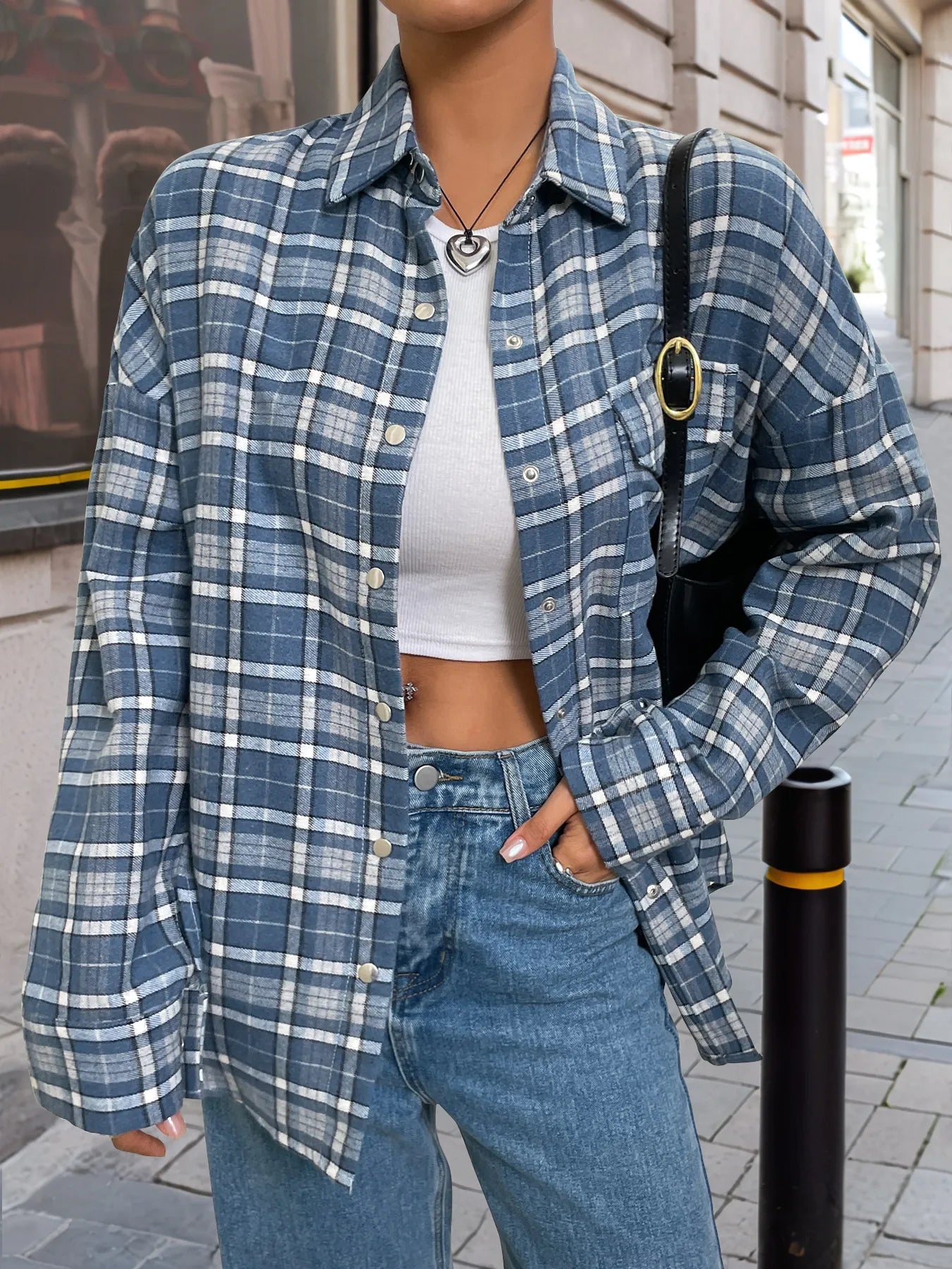 Plaid Button Up Long Sleeve Shirt Trendsi
