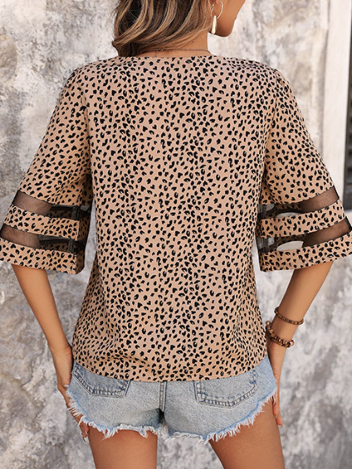 Printed V-Neck Half Sleeve Blouse nicholesgifts