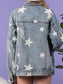 Star Distressed Denim Shacket nicholesgifts