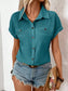 Pleated Detail Collared Neck Short Sleeve Shirt nicholesgifts