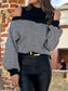 Women Perfee Mock Neck Cold Shoulder Sweater nicholesgifts