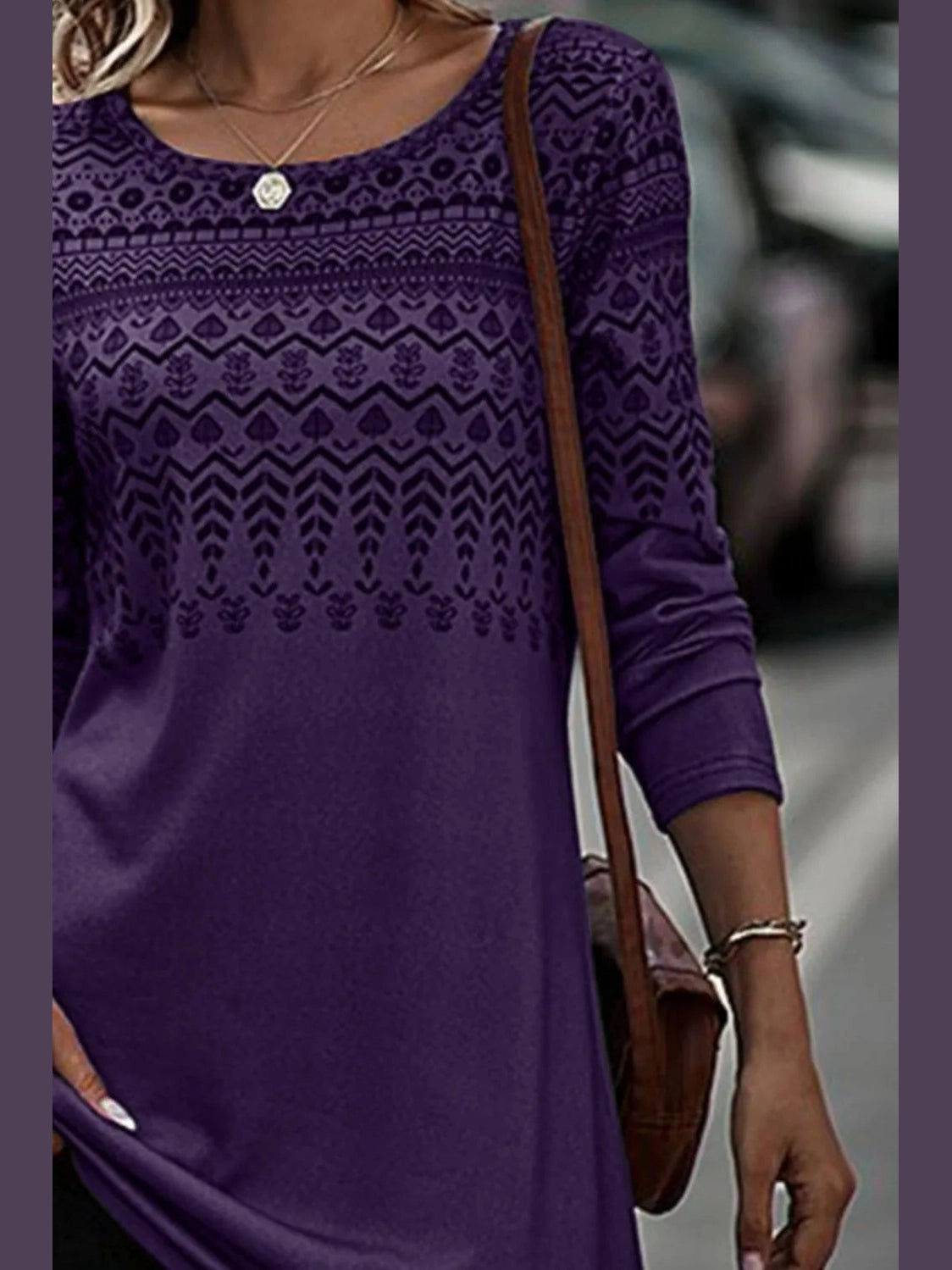 Printed Round Neck Long Sleeve T-Shirt NicholesGifts