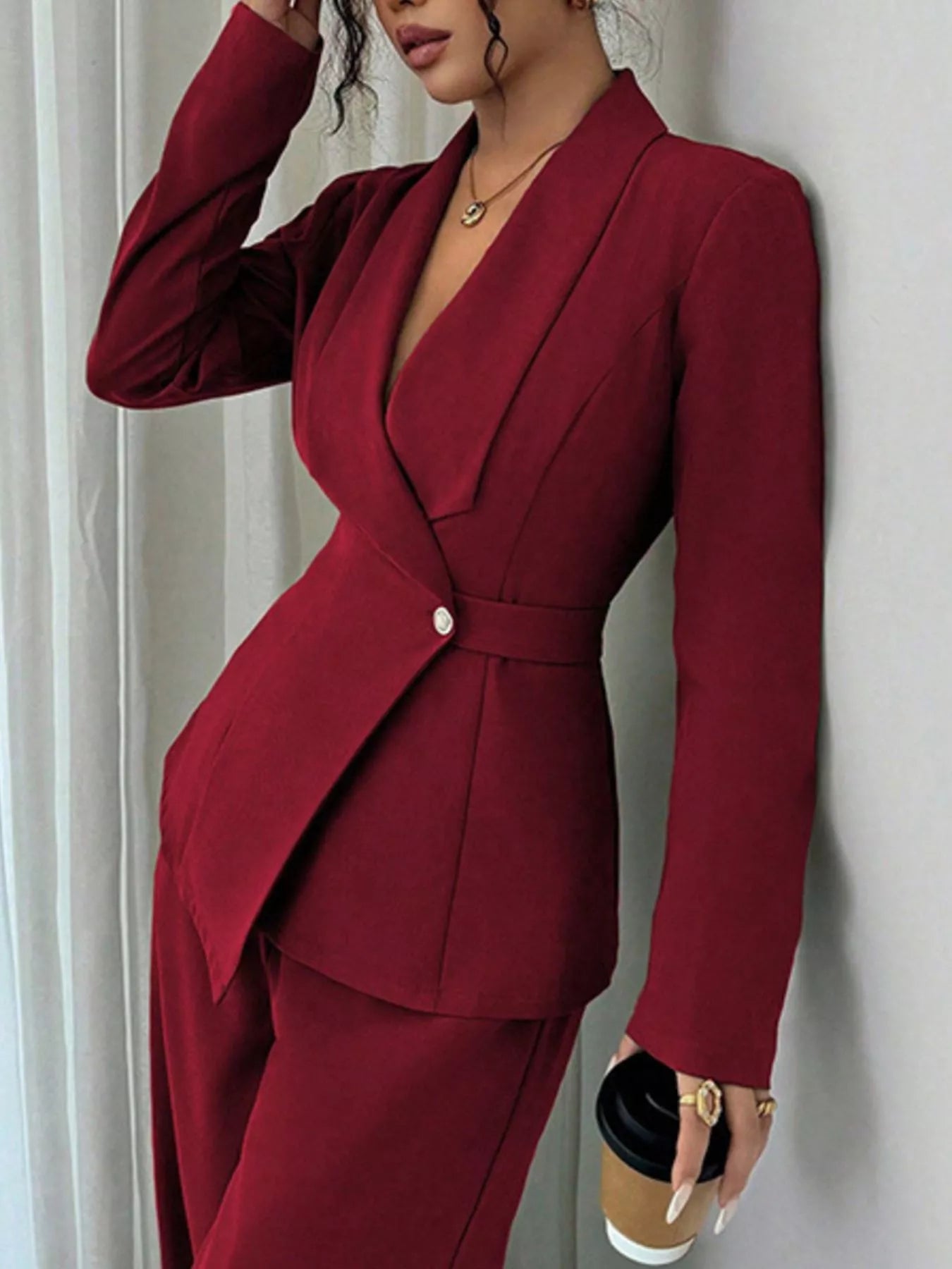 One Button Blazer and Pants Set nicholesgifts