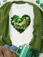 Women Clover Heart Round Neck Short Sleeve Valentine's Day T-Shirt nicholesgifts
