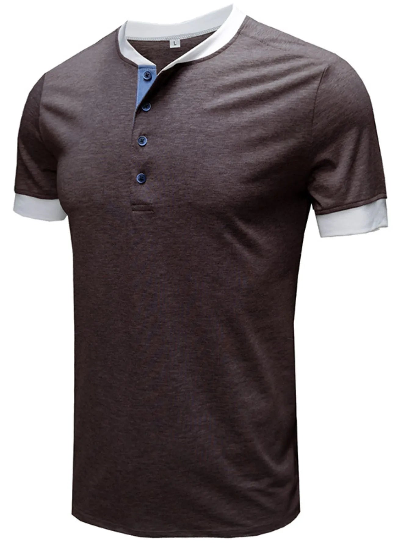 Men's Contrast Trim Henley Top NicholesGifts