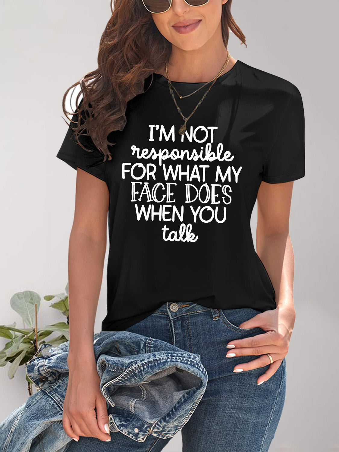 Letter Graphic Round Neck Short Sleeve T-Shirt nicholesgifts