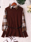 Plaid Long Sleeve Sweater Dress nicholesgifts