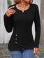 Decorative Button Round Neck Long Sleeve T-Shirt nicholesgifts
