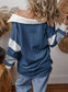 Color Block Striped Johnny Collar Sweatshirt nicholesgifts