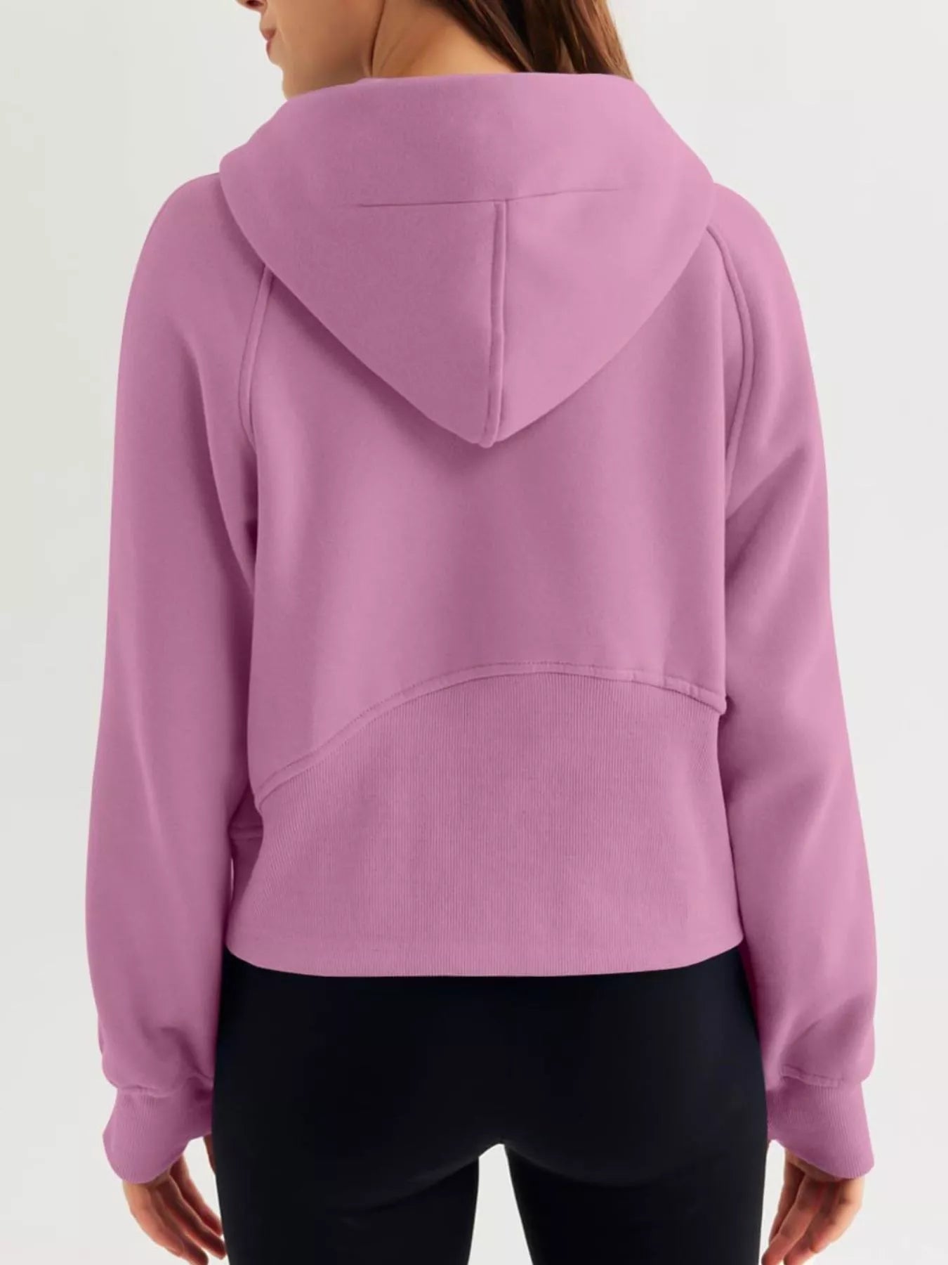 Half Zip Raglan Sleeve Hoodie Trendsi
