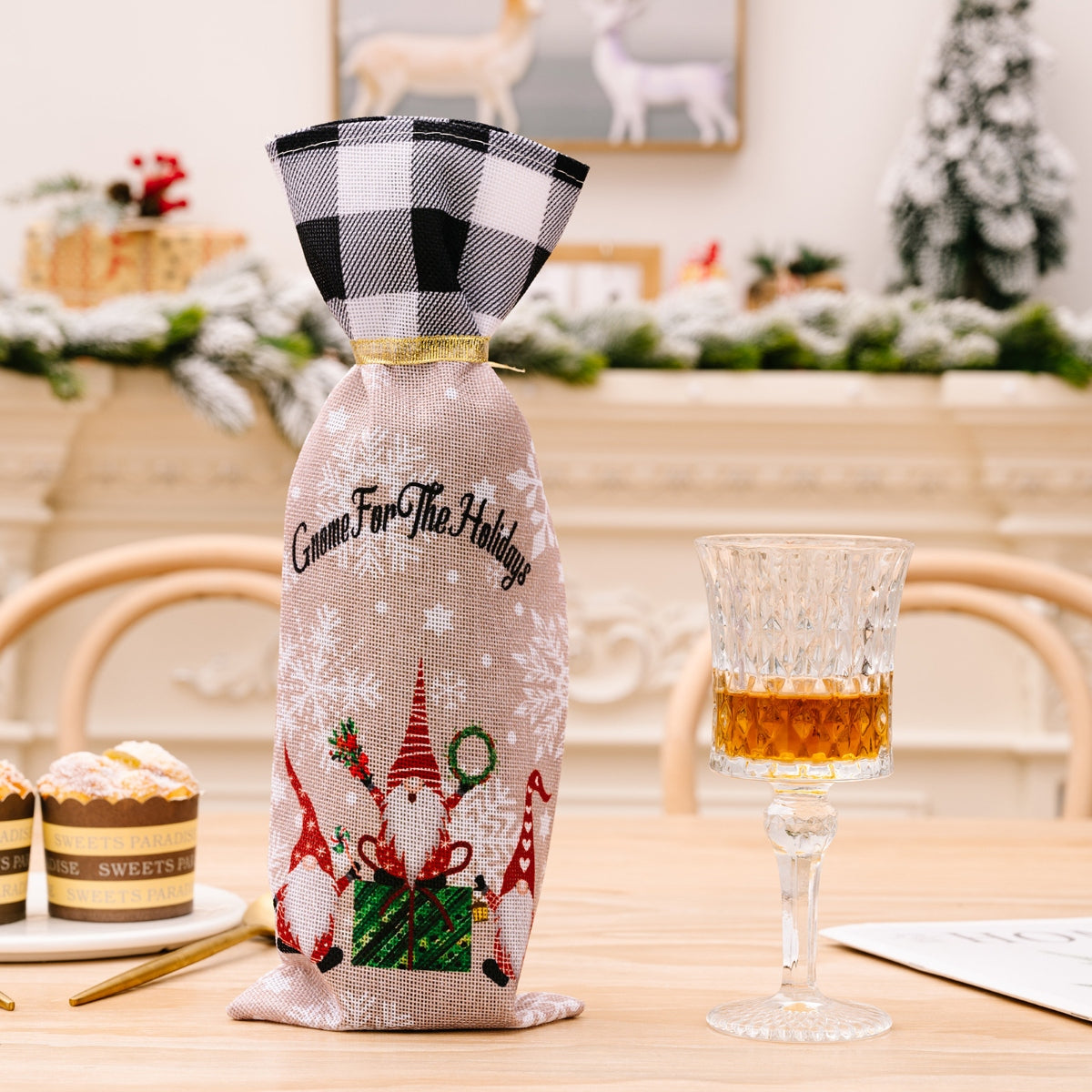 2-Piece Christmas Plaid Wine Bottle Covers NicholesGifts