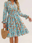 Floral Print Flounce Sleeve Ruffle Hem Dress nicholesgifts