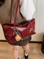 Solid Color Leather Shoulder Bag nicholesgifts