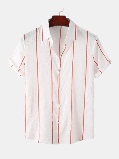 Men's Plus Size Casual Striped Short Sleeve Button Down Shirt nicholesgifts