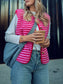 Striped Fleece Button-Up Vest Coat nicholesgifts