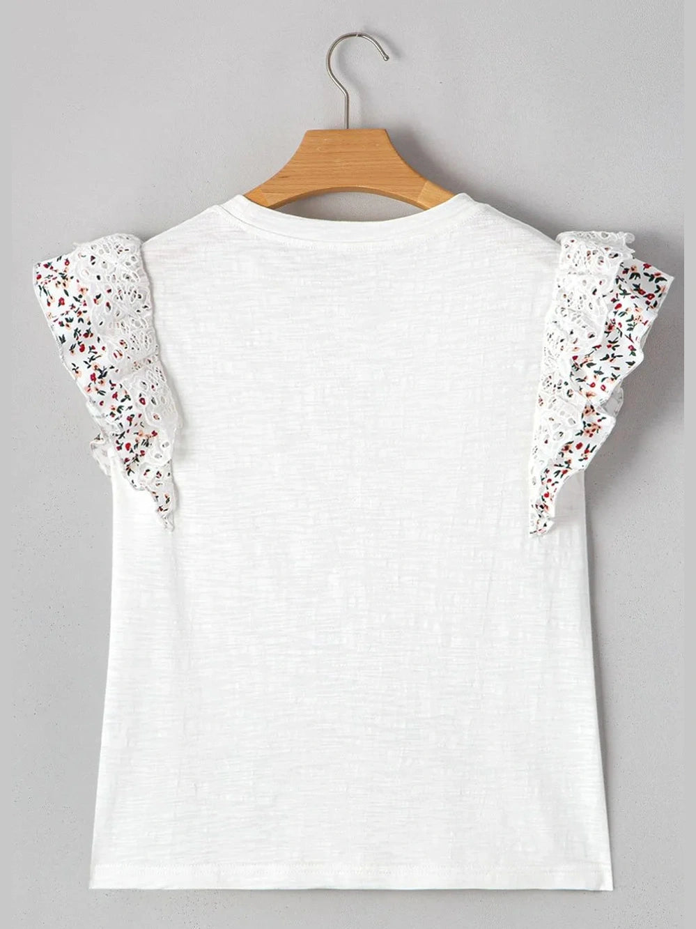 Floral Lace Eyelet Patched Butterfly Sleeve Blouse NicholesGifts