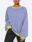 Striped Round Neck Long Sleeve Sweatshirt nicholesgifts
