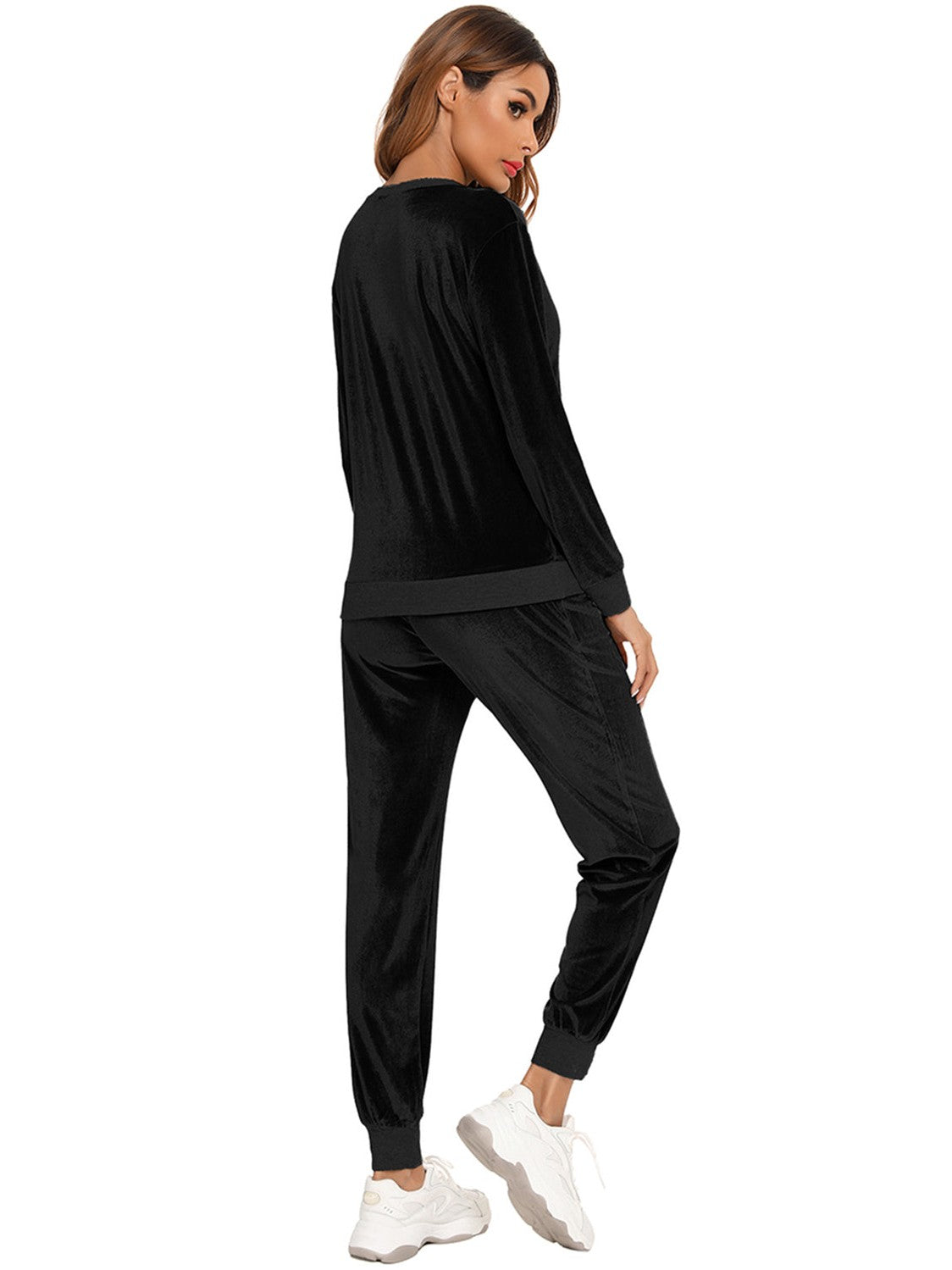 Round Neck Long Sleeve Loungewear Set with Pockets nicholesgifts