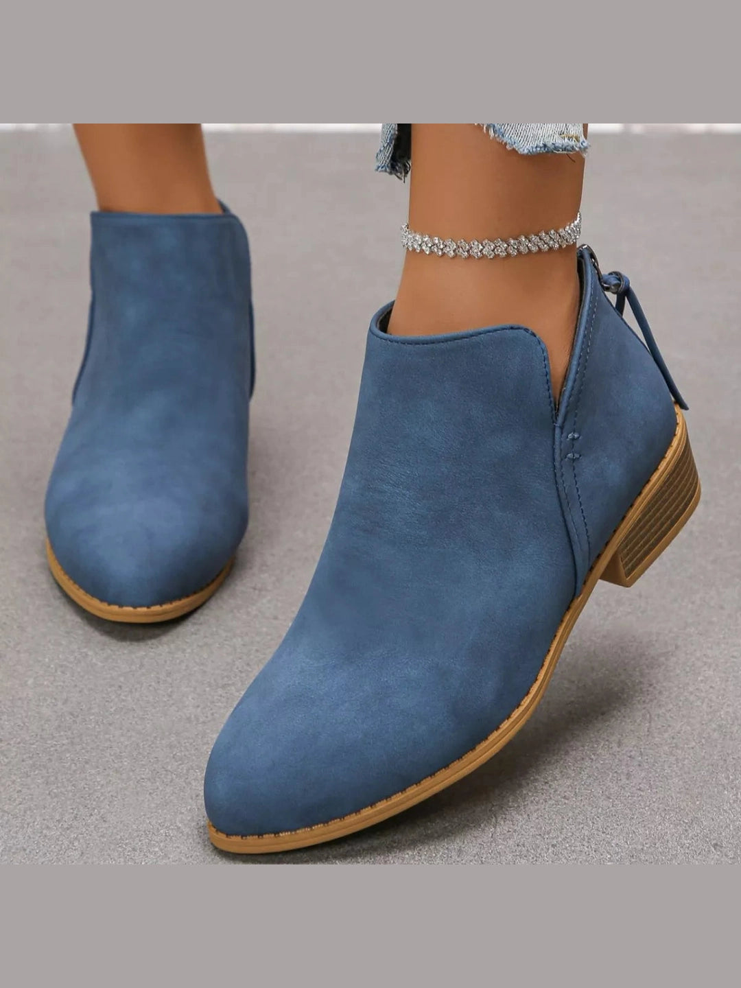 Women Point Toe Block Heels Boots nicholesgifts