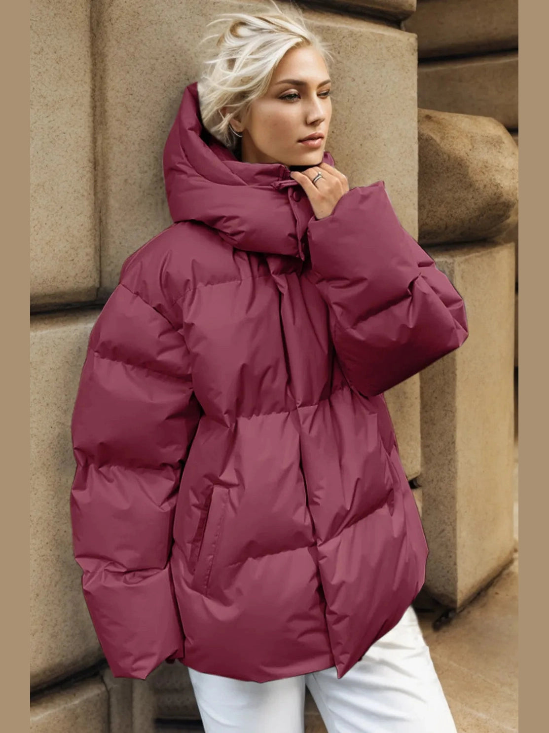 Pocketed Zip Up Hooded Puffer Jacket nicholesgifts