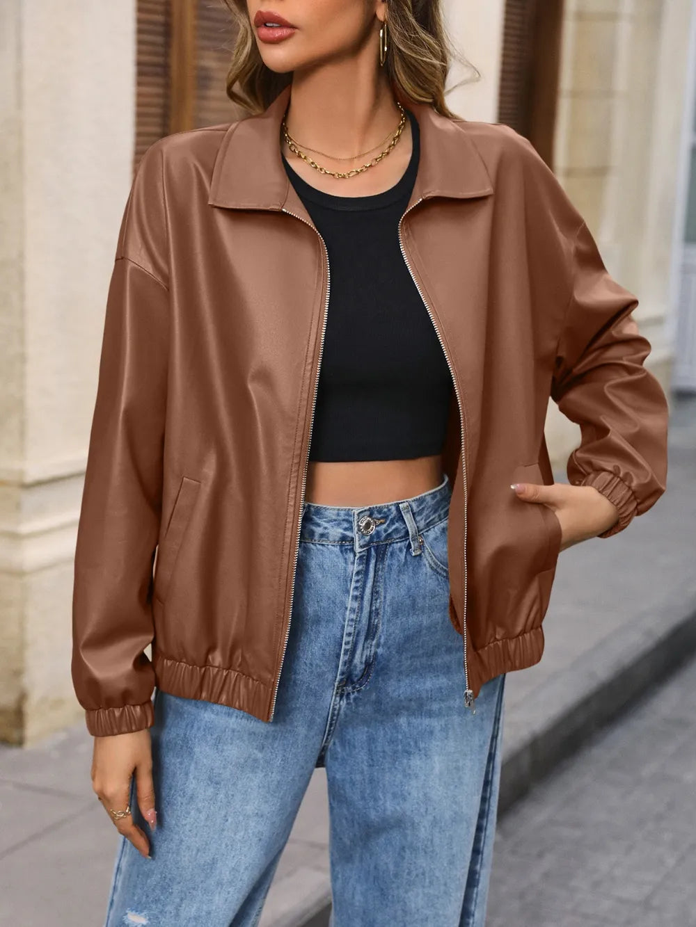 Ivy Lane Zip Up Dropped Shoulder Jacket nicholesgifts