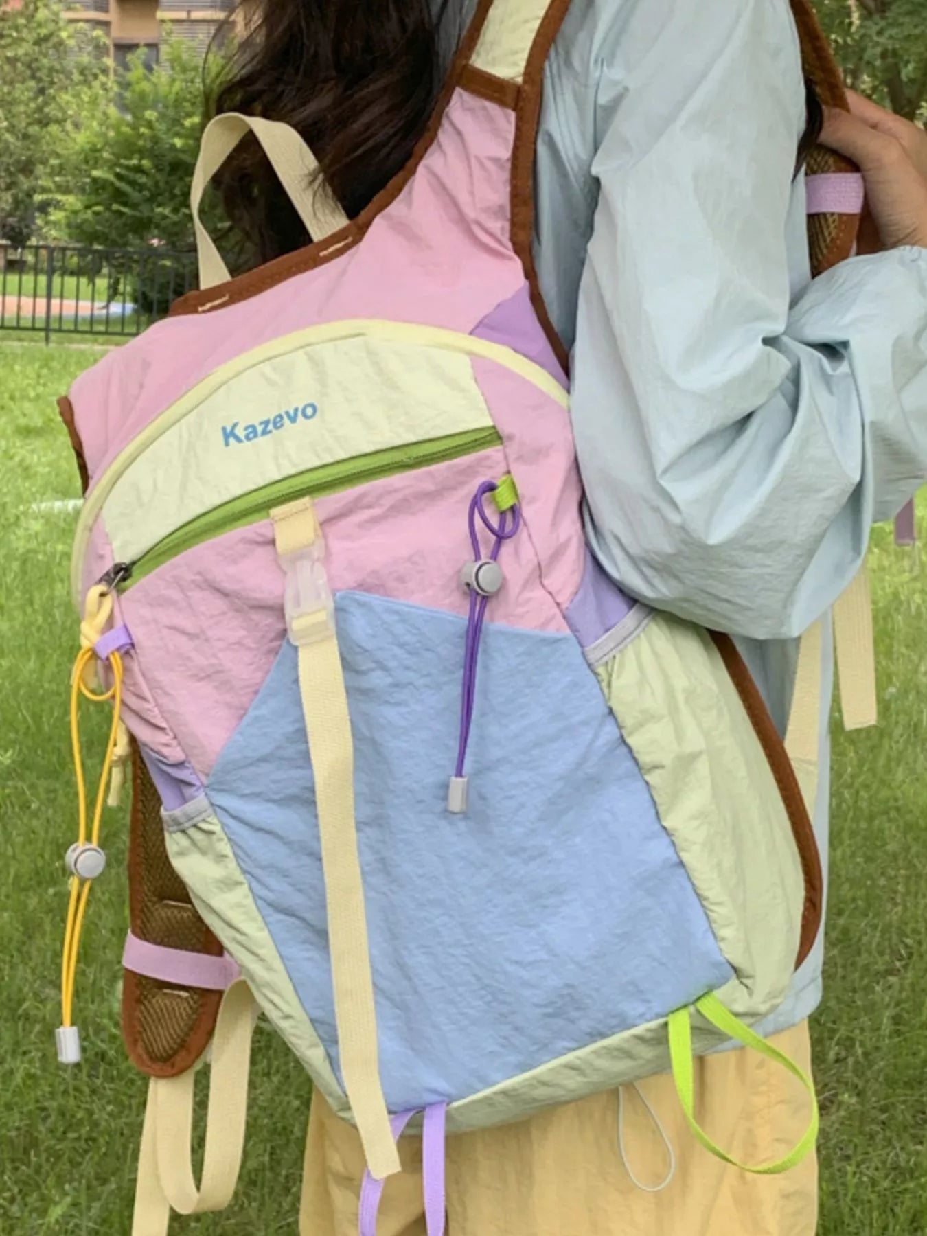 Lightweight Color Block Backpack Bag nicholesgifts