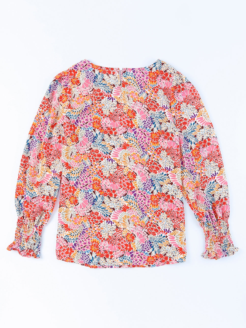 Women Floral Print Long Puff Sleeve Blouse nicholesgifts