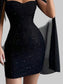 Cutout Bodycon Mini Dress with Cape Sleeves nicholesgifts