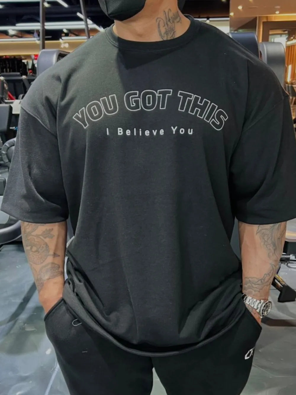 Men's Plus Size Round Neck Letter Graphic T-Shirt Trendsi