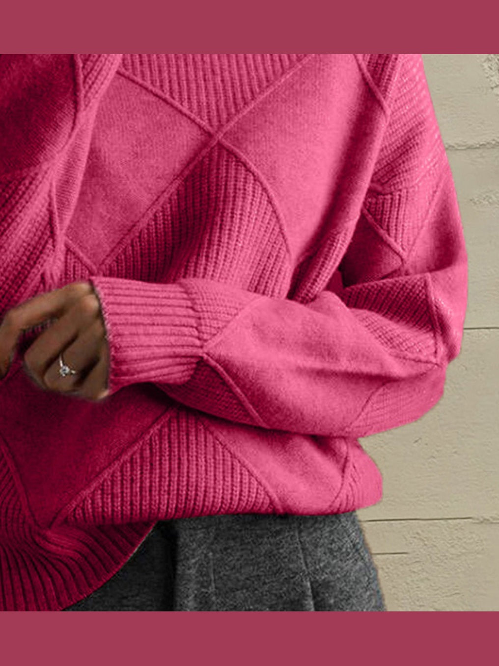 Geometric Turtleneck Long Sleeve Sweater nicholesgifts