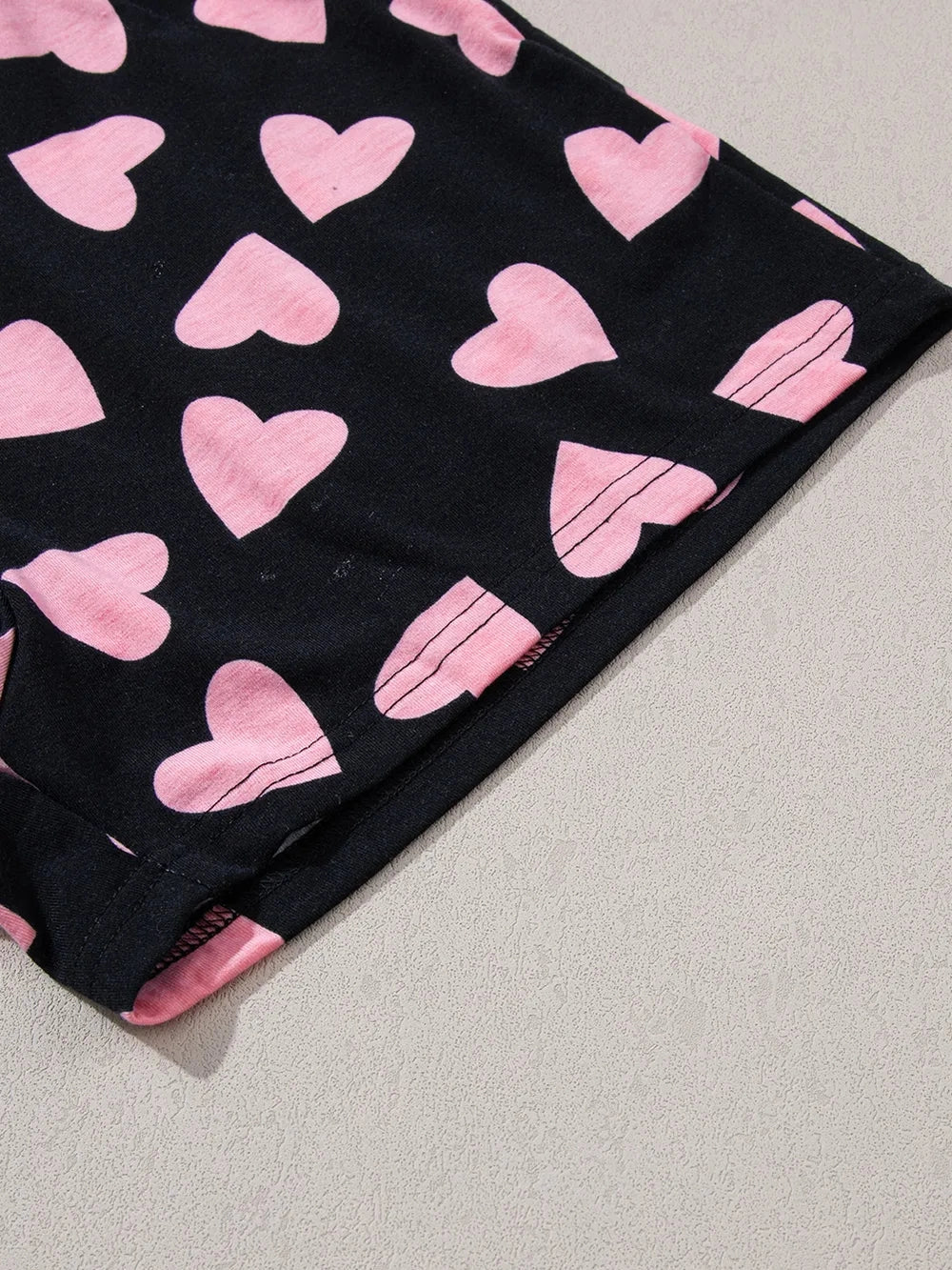 Heart Print Long Sleeve Top and Shorts Lounge Set nicholesgifts
