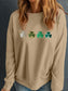 Embroidered Clover Pattern Round Neck Sweatshirt Trendsi