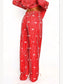 Bow Print Top and Wide Leg Pants Lounge Set nicholesgifts