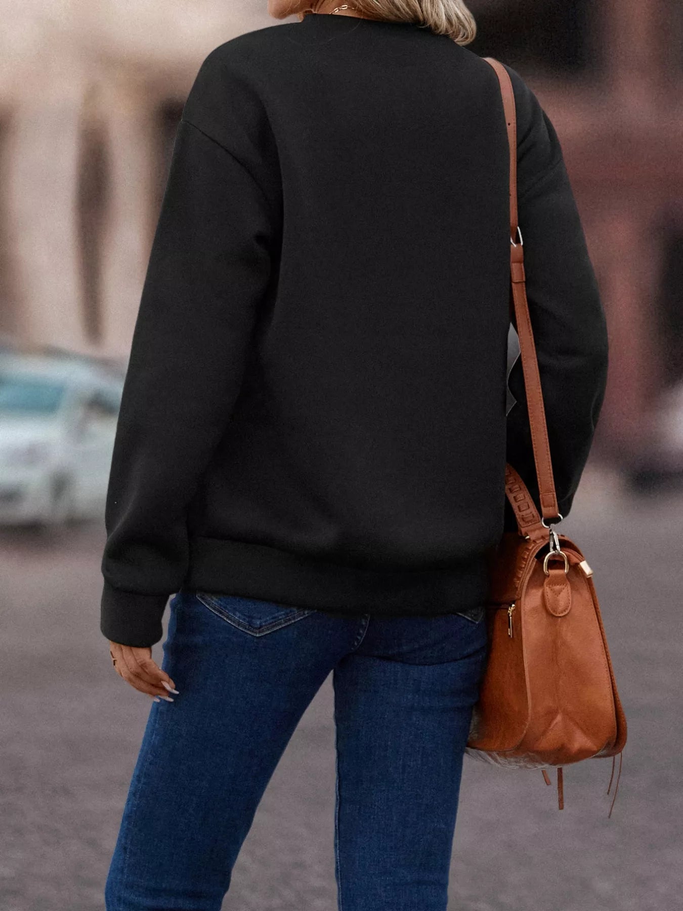 Fringe Trim Crew Neck Sweatshirt nicholesgifts