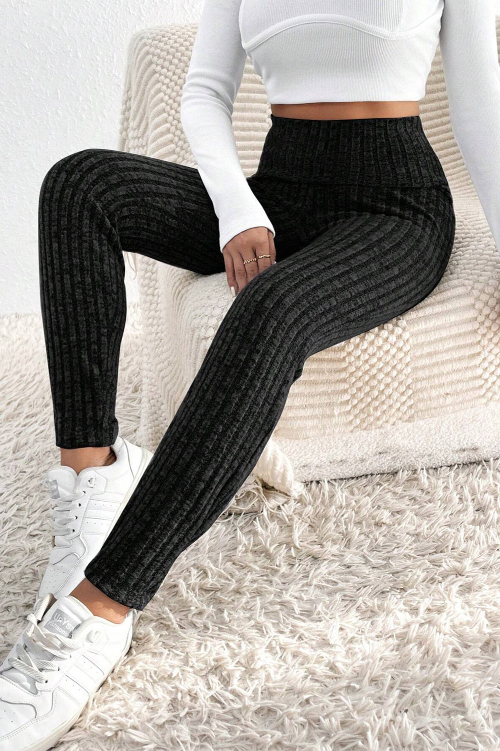 Women Ribbed High Waist Leggings nicholesgifts