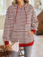 Lovelet Drawstring Striped Long Sleeve Hoodie Trendsi