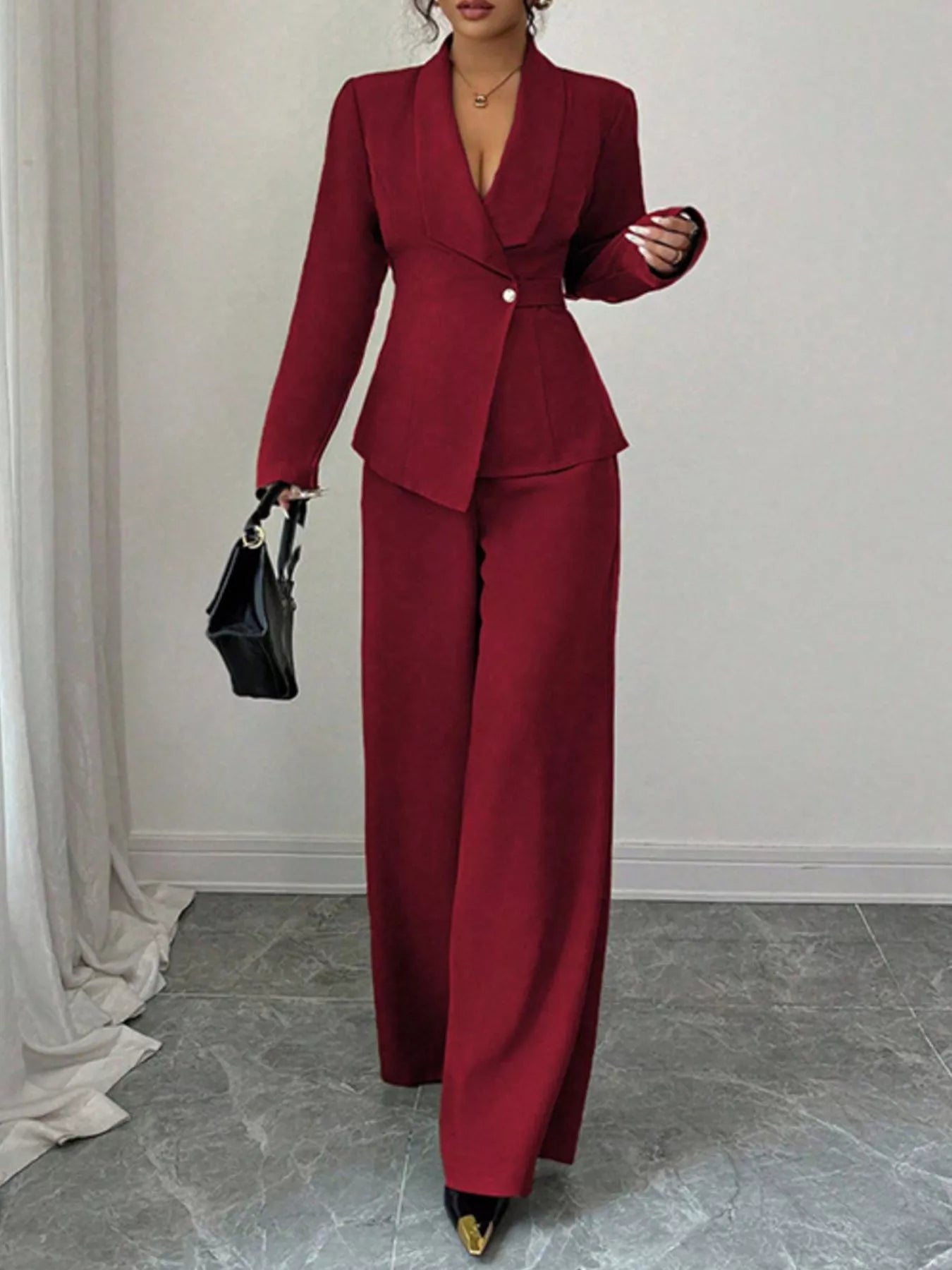 One Button Blazer and Pants Set nicholesgifts